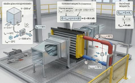 Розрахунок водяного калорифера для промислової вентиляції: методика та приклади